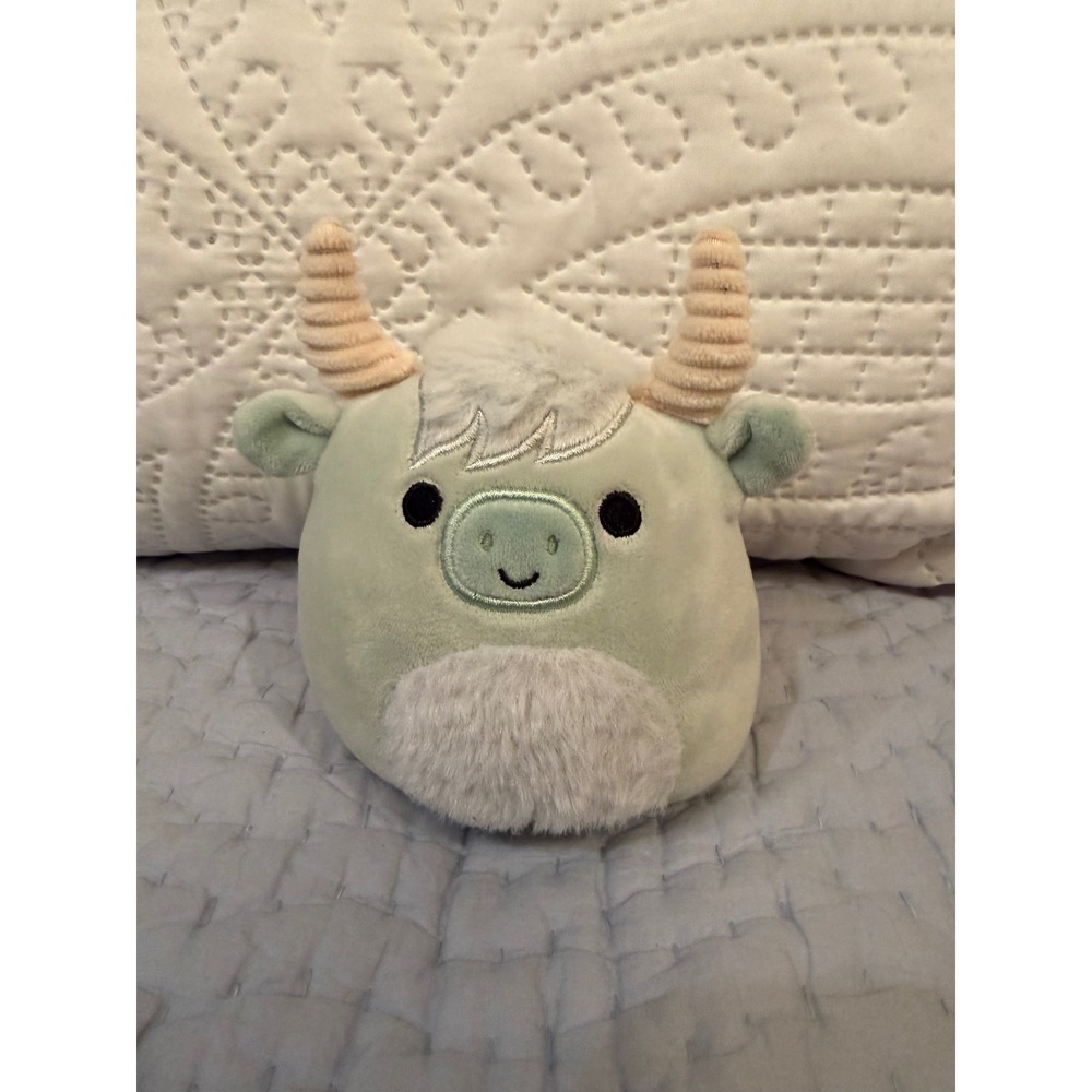 Squishmallows Iver the Highland Cow 5" Mint Green Easter Plush Fuzzy Belly